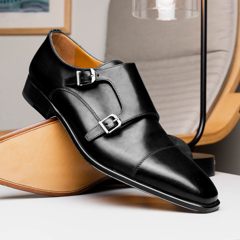 Stemar Genova Double Monk Strap Black