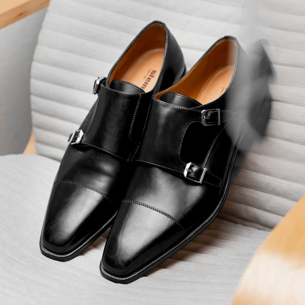 Stemar Genova Double Monk Strap Black