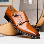 Stemar Genova Double Monk Strap Burnished Tan