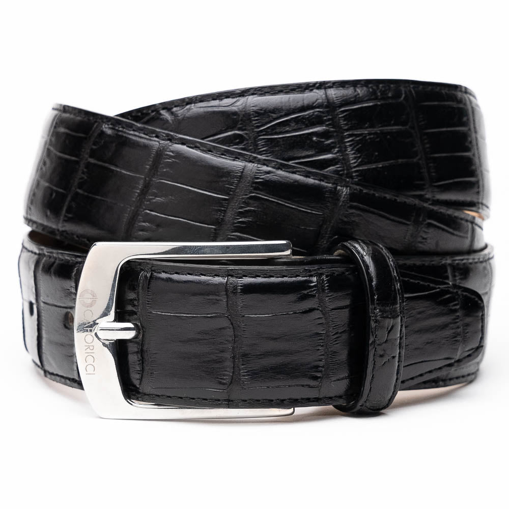 Caporicci Genuine Alligator Belt Black