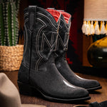 Marco Di Milano Georgia Stingray Round Toe Cowboy Boot Black