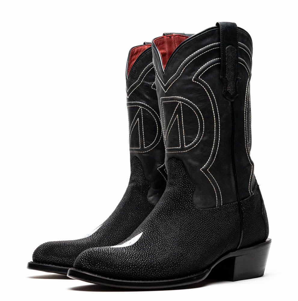 Marco Di Milano Georgia Stingray Round Toe Cowboy Boot Black