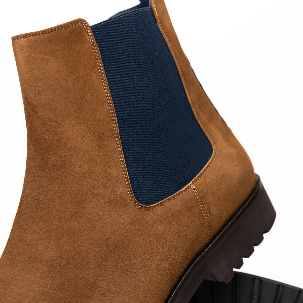 Zelli Gianna Suede Chelsea Boots Cognac / Navy (46-210-CGN)