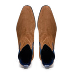 Zelli Gianna Suede Chelsea Boots Cognac / Navy (46-210-CGN)