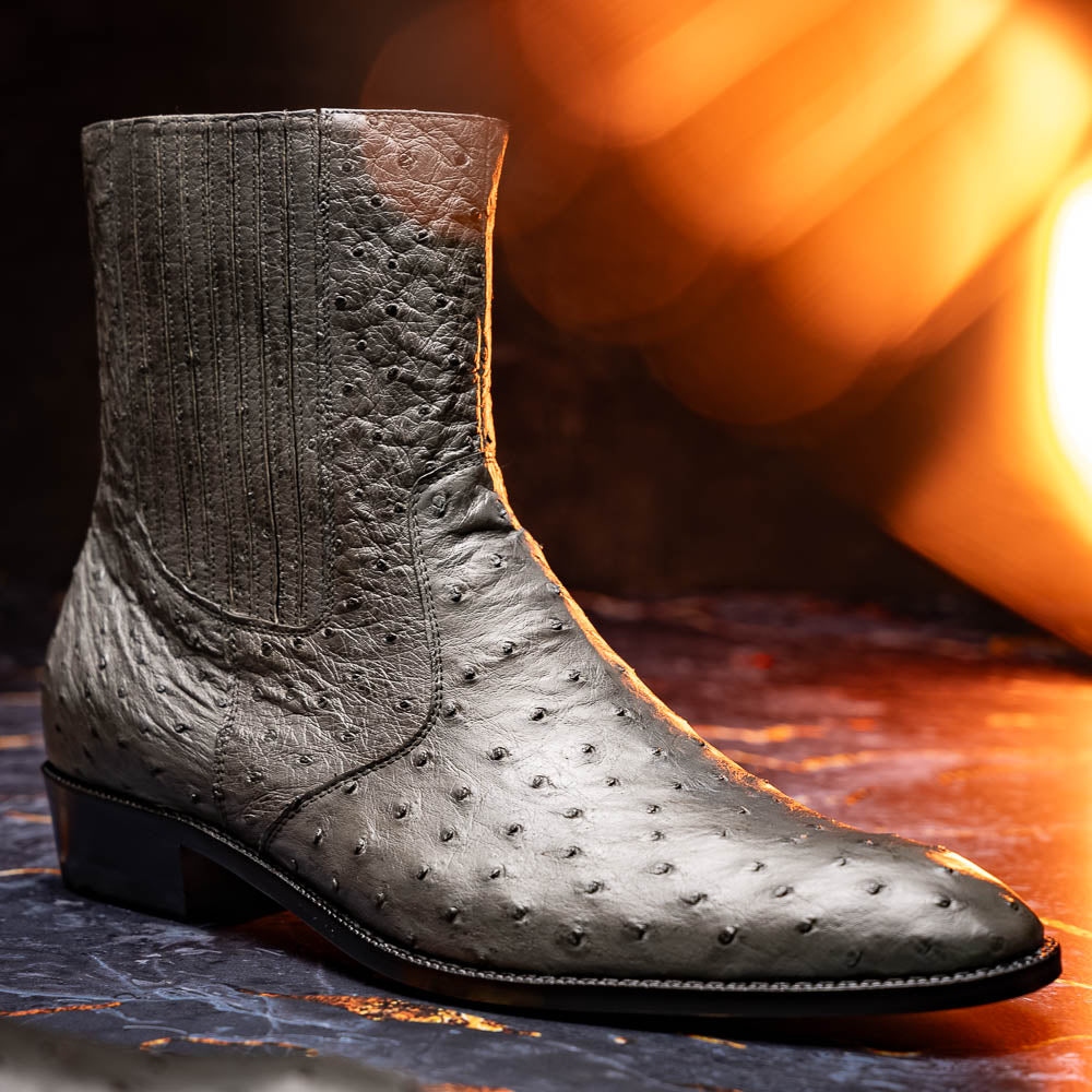 Marco Di Milano Giorgio Ostrich Quill Dress Boots Serpentine Grey 