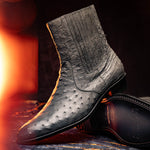 Marco Di Milano Giorgio Ostrich Quill Dress Boots Serpentine Grey 