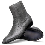 Marco Di Milano Giorgio Ostrich Quill Dress Boots Serpentine Grey 