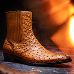 Marco Di Milano Giorgio Ostrich Quill Dress Boots Brandy