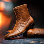 Marco Di Milano Giorgio Ostrich Quill Dress Boots Brandy