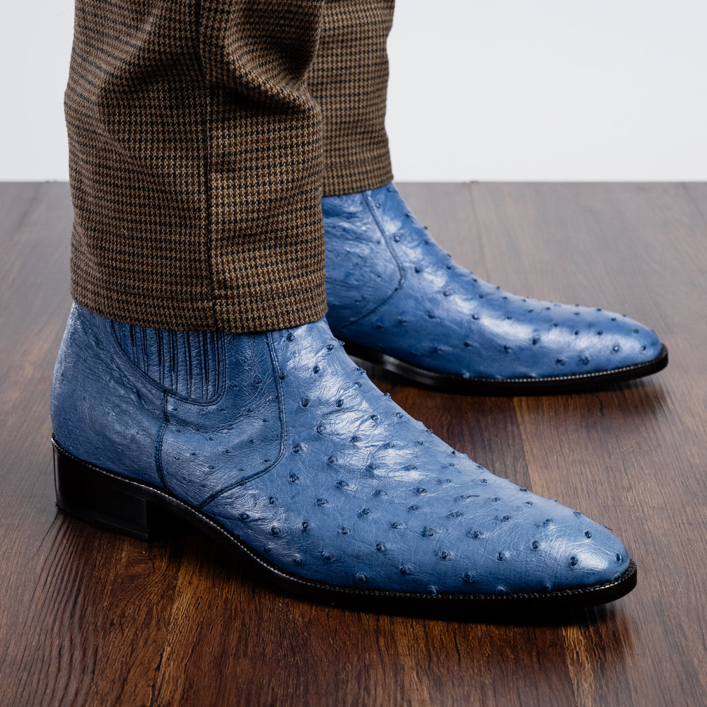 Marco Di Milano Giorgio Ostrich Quill Dress Boots Jeans Blue