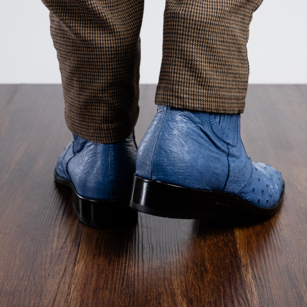 Marco Di Milano Giorgio Ostrich Quill Dress Boots Jeans Blue