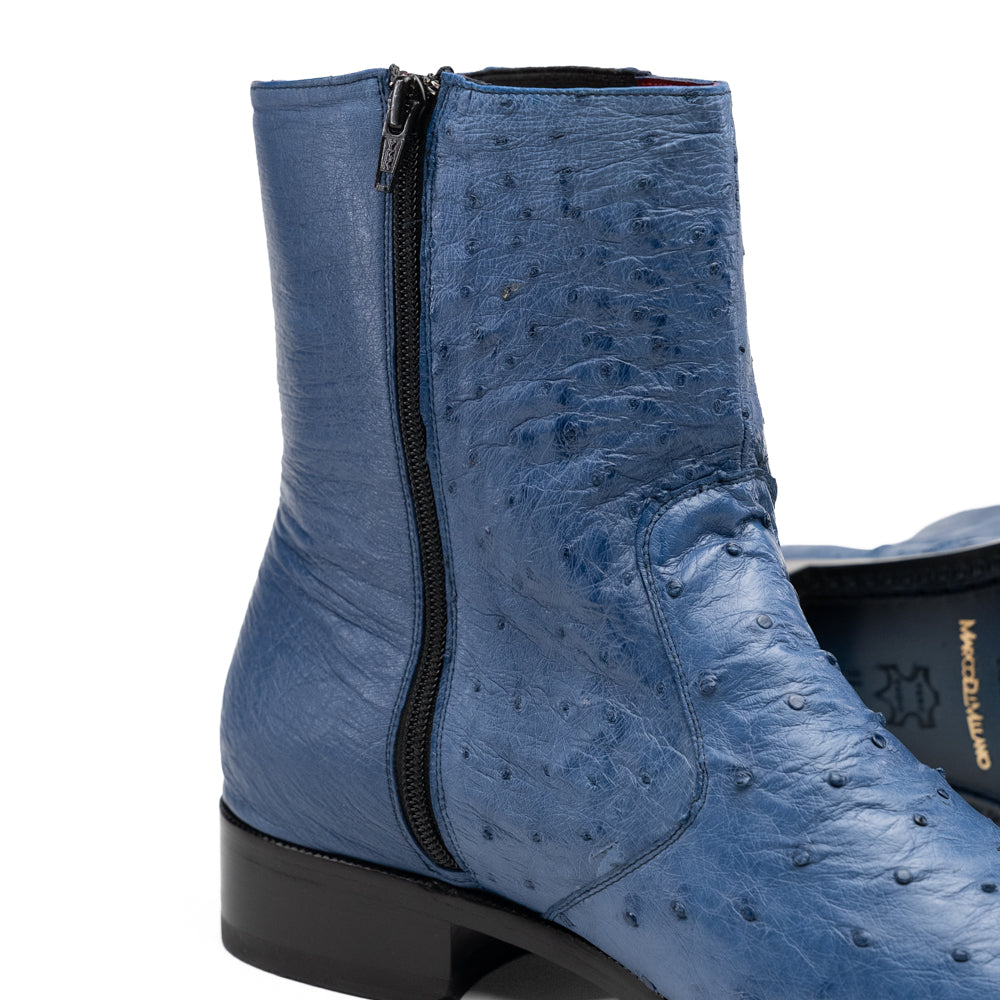 Marco Di Milano Giorgio Ostrich Quill Dress Boots Jeans Blue