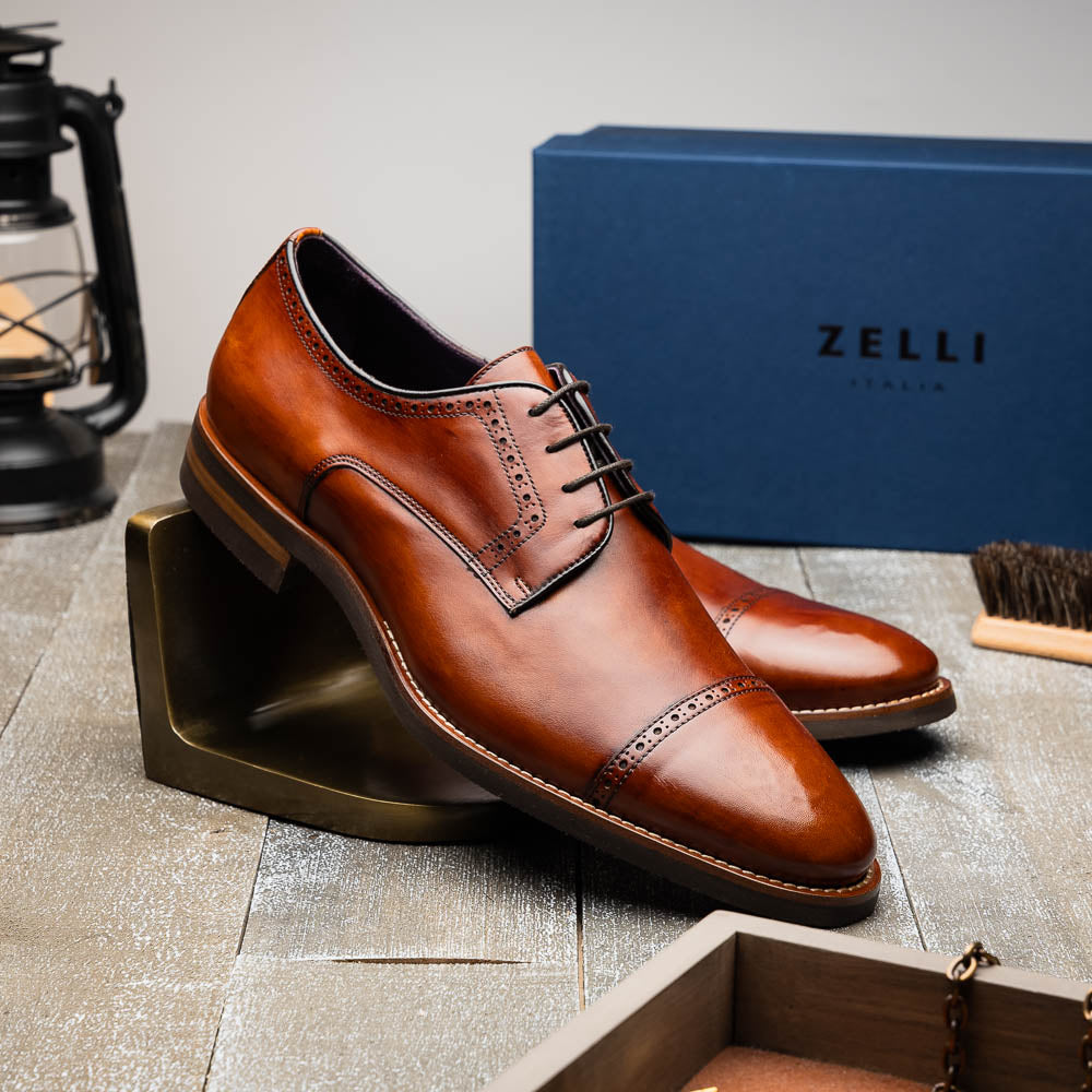 Zelli Giovanni Cap Toe Brogues Cognac (25-548-CGN)