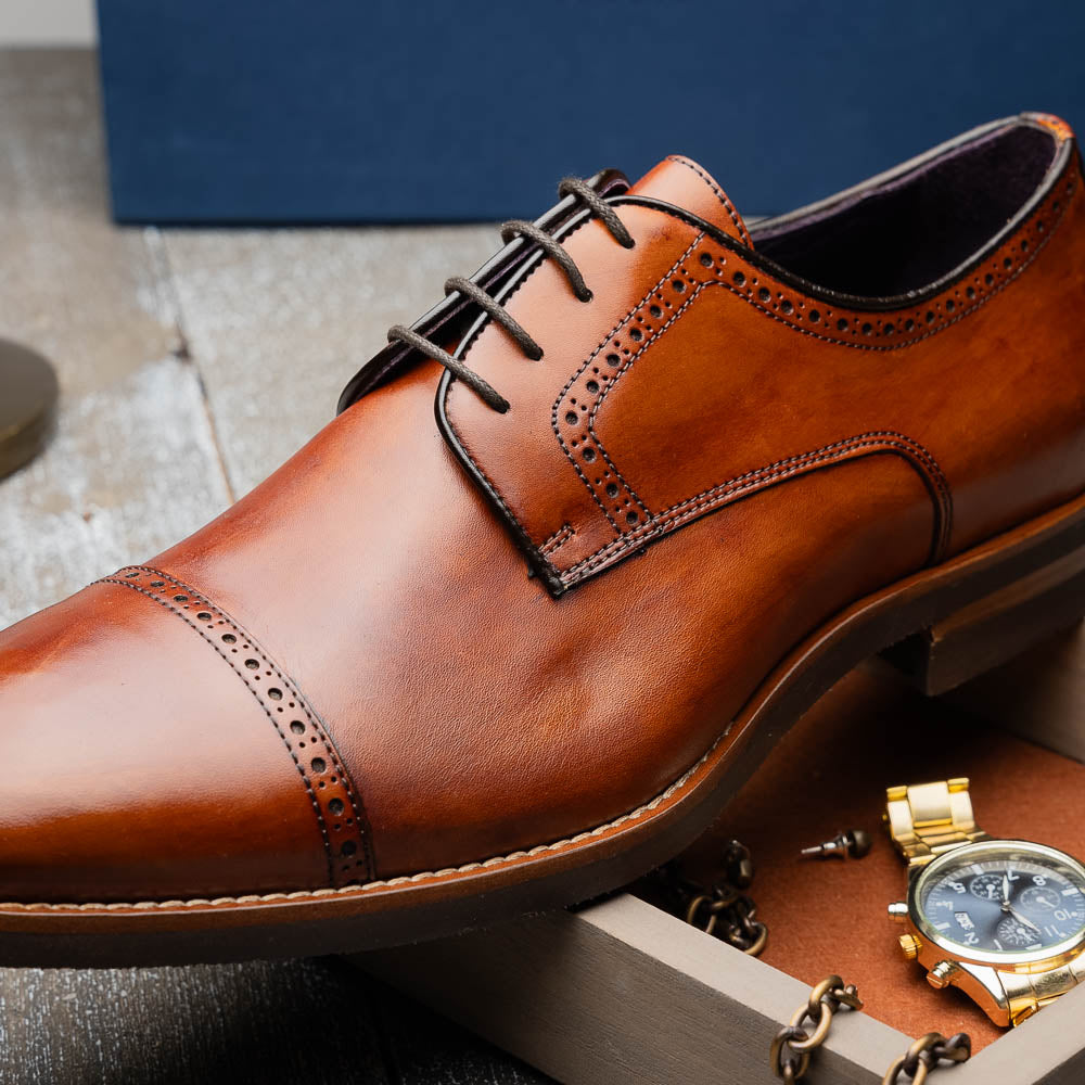 Zelli Giovanni Cap Toe Brogues Cognac (25-548-CGN)