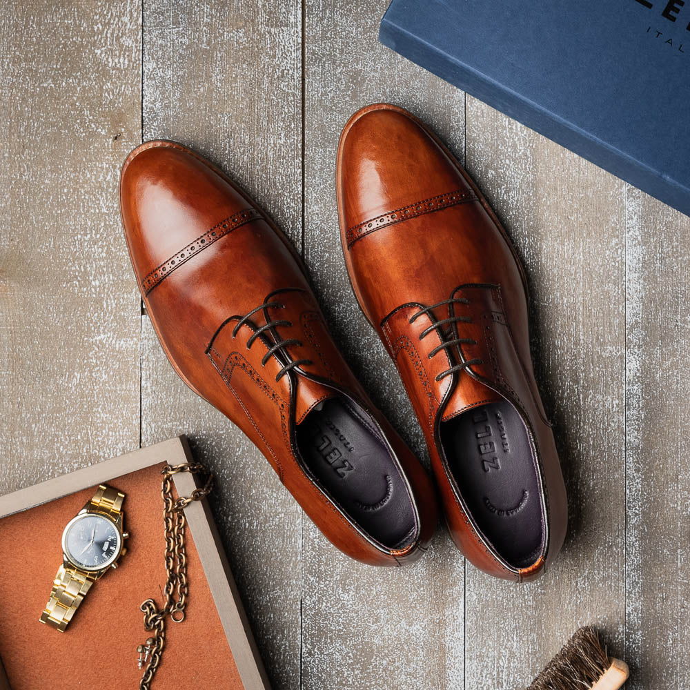 Zelli Giovanni Cap Toe Brogues Cognac (25-548-CGN)