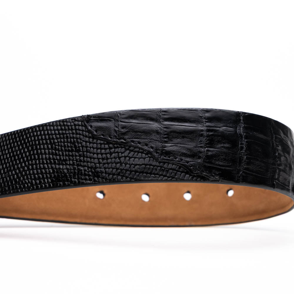 Marco Di Milano Giovanni Lizard & Caiman Crocodile Belt Black