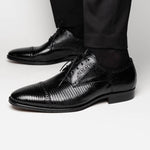 Zelli Giovanni Lizard Cap Toe Brogues Black (24-526-BLK)