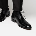 Zelli Giovanni Lizard Cap Toe Brogues Black (24-526-BLK)