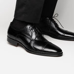 Zelli Giovanni Lizard Cap Toe Brogues Black (24-526-BLK)