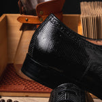 Zelli Giovanni Lizard Cap Toe Brogues Black (24-526-BLK)