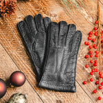 Moreschi Vail Genuine Peccary / Cashmere Gloves Black