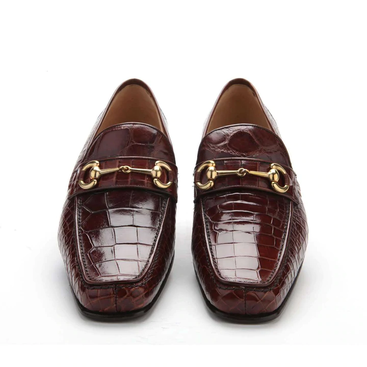 Caporicci 9872 Alligator Bit Loafers Gold