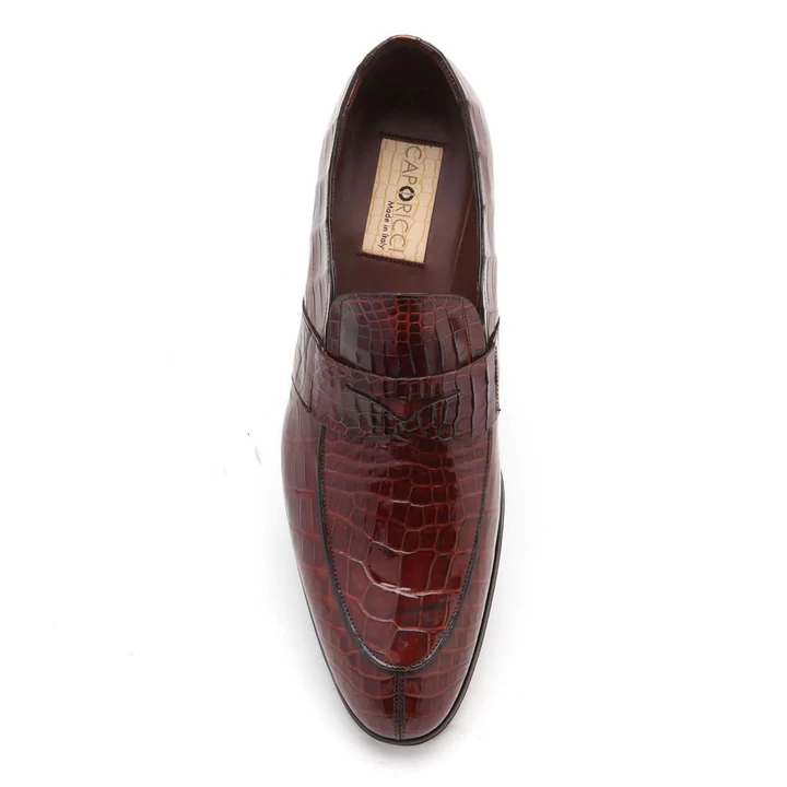 Caporicci 3321 Alligator Penny Loafers Shoes Sport Rust