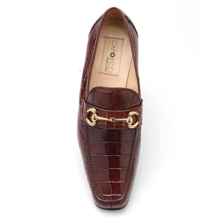 Caporicci 9872 Alligator Bit Loafers Gold