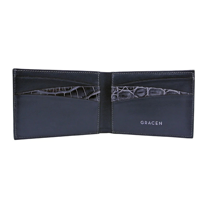 Gracen Nile Crocodile Bi-Fold Wallet Gray