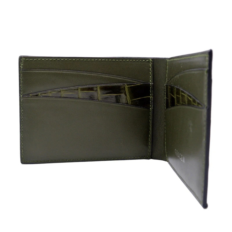 Gracen Nile Crocodile Bi-Fold Wallet Green