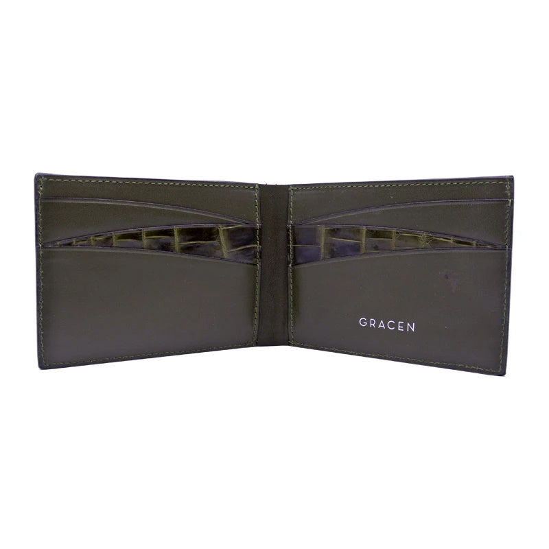 Gracen Nile Crocodile Bi-Fold Wallet Green