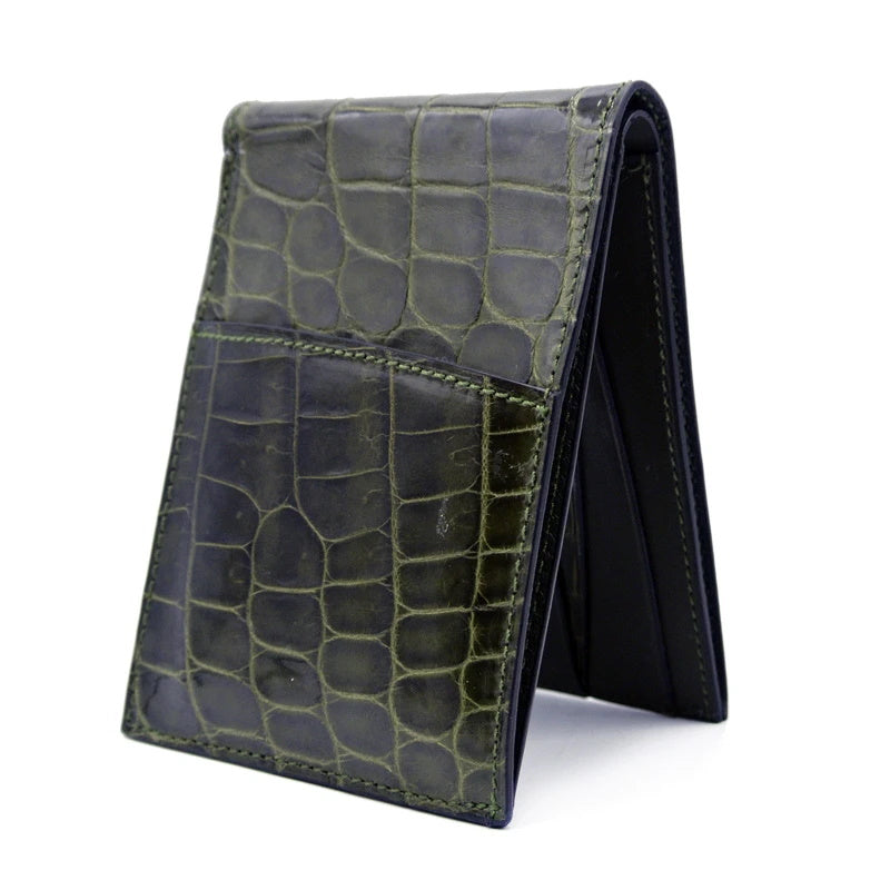Gracen Nile Crocodile Bi-Fold Wallet Green