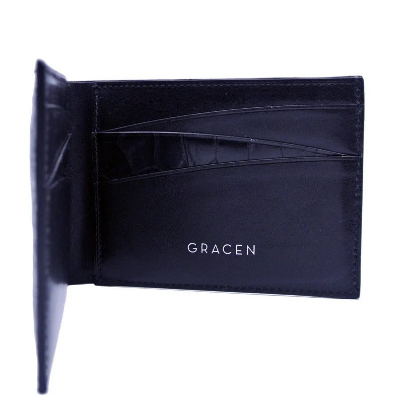 Gracen Nile Crocodile Bi-Fold Wallet Black