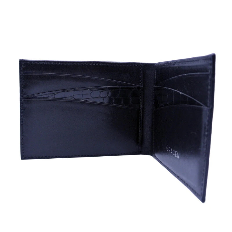 Gracen Nile Crocodile Bi-Fold Wallet Black