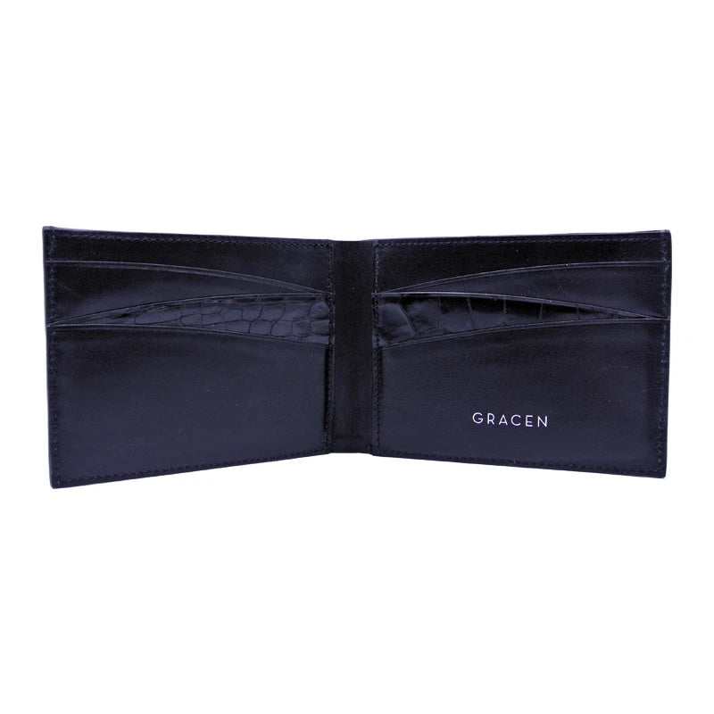Gracen Nile Crocodile Bi-Fold Wallet Black