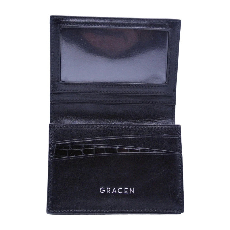 Gracen Nile Crocodile Card Case Black