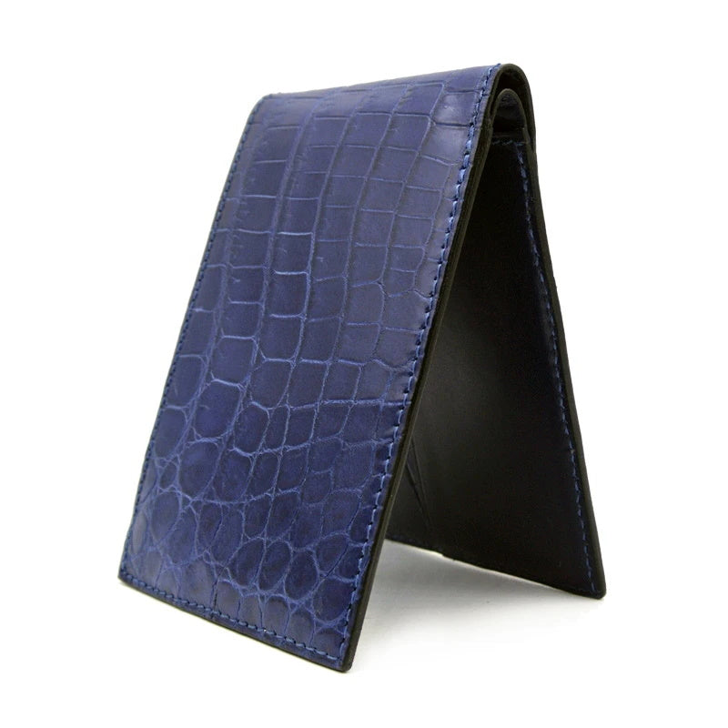 Gracen Nile Crocodile Bi-Fold Wallet Blue