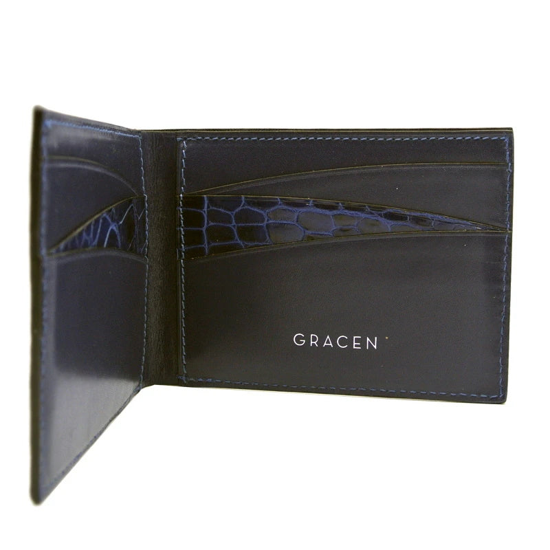 Gracen Nile Crocodile Bi-Fold Wallet Blue