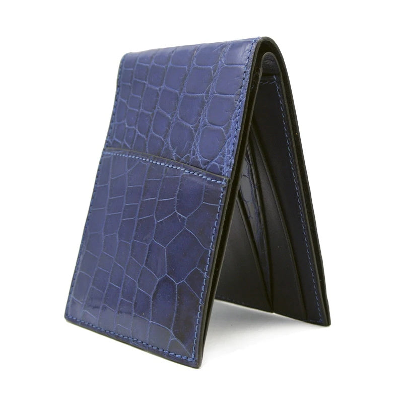Gracen Nile Crocodile Bi-Fold Wallet Blue