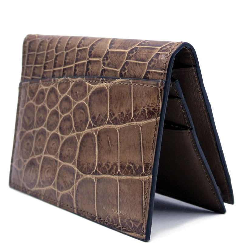 Gracen Nile Crocodile Card Case Cappucino
