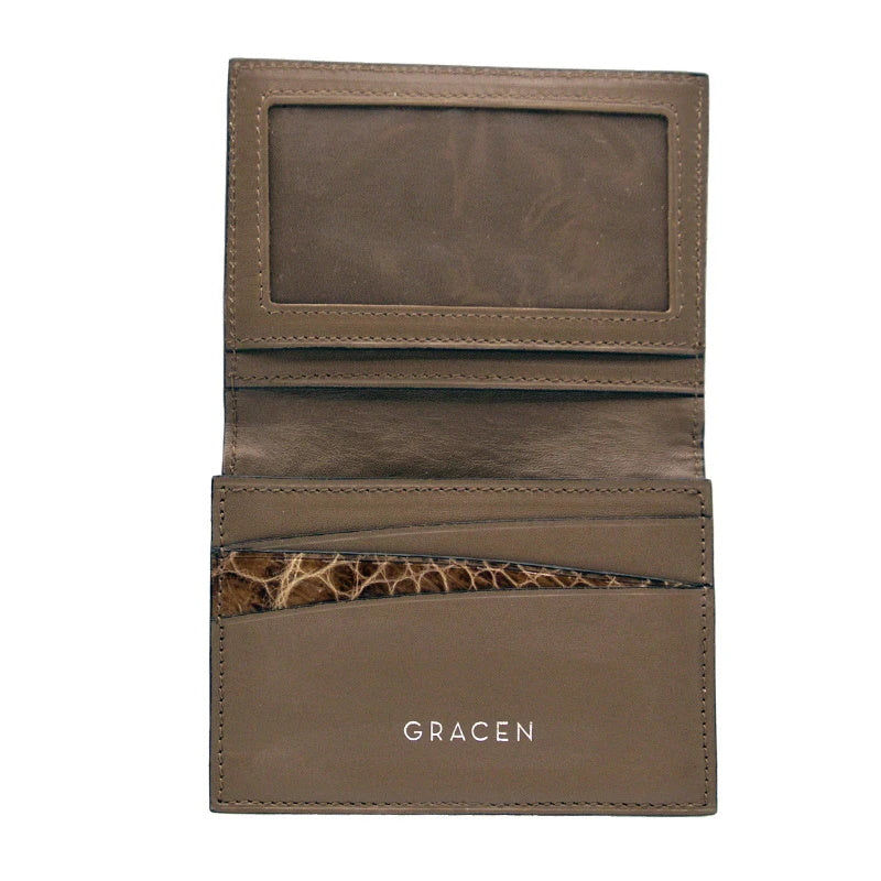 Gracen Nile Crocodile Card Case Cappucino