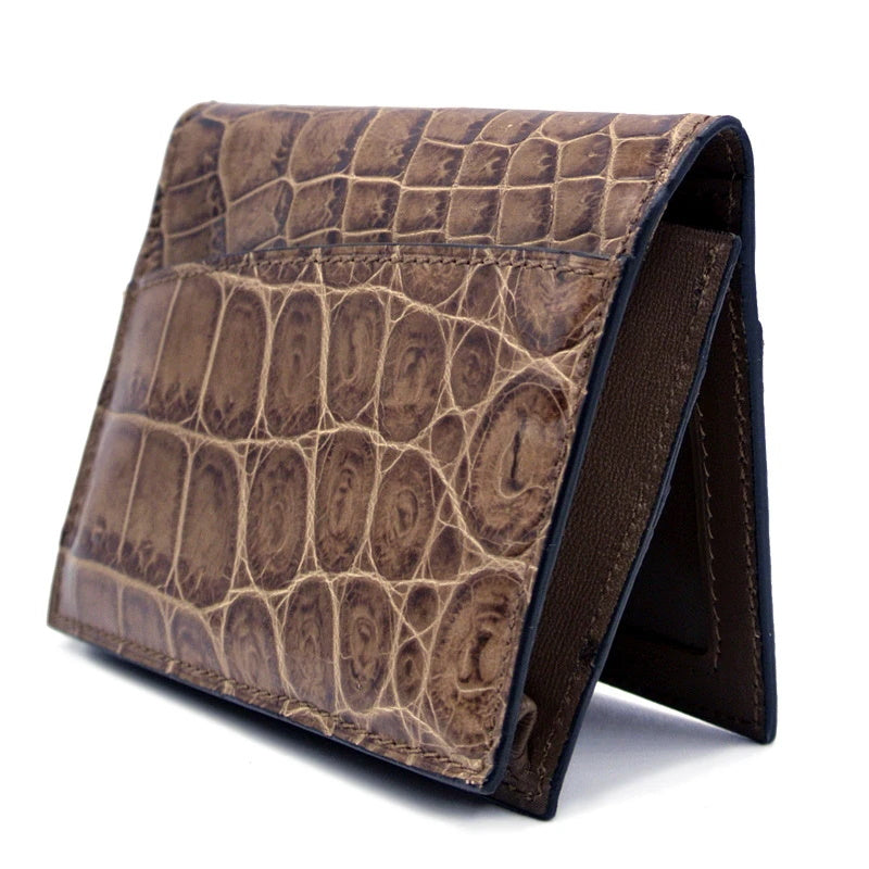 Gracen Nile Crocodile Card Case Cappucino