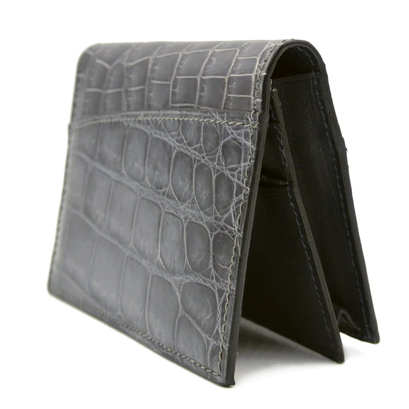Gracen Nile Crocodile Card Case Gray