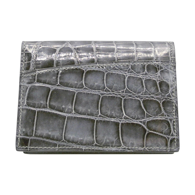 Gracen Nile Crocodile Card Case Gray