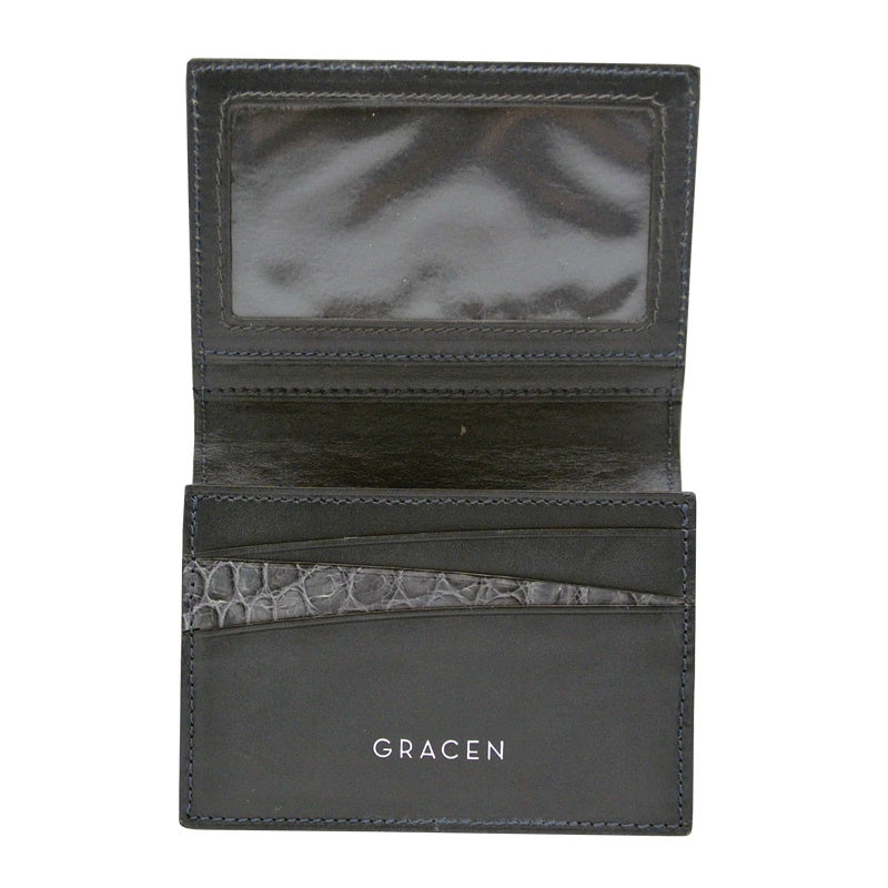 Gracen Nile Crocodile Card Case Gray