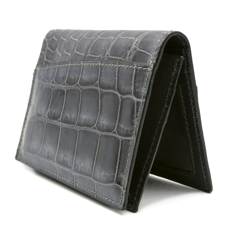 Gracen Nile Crocodile Card Case Gray