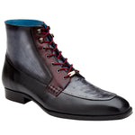 Belvedere Greco Ostrich & Italian Leather Boots Grey / Burgundy (R79)