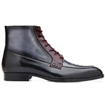 Belvedere Greco Ostrich & Italian Leather Boots Grey / Burgundy (R79)