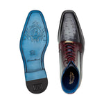 Belvedere Greco Ostrich & Italian Leather Boots Grey / Burgundy (R79)