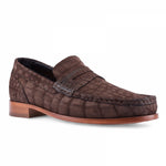 Guido Maggi Caribbean Baby Crocodile Leather Shoes Chocolate Suede
